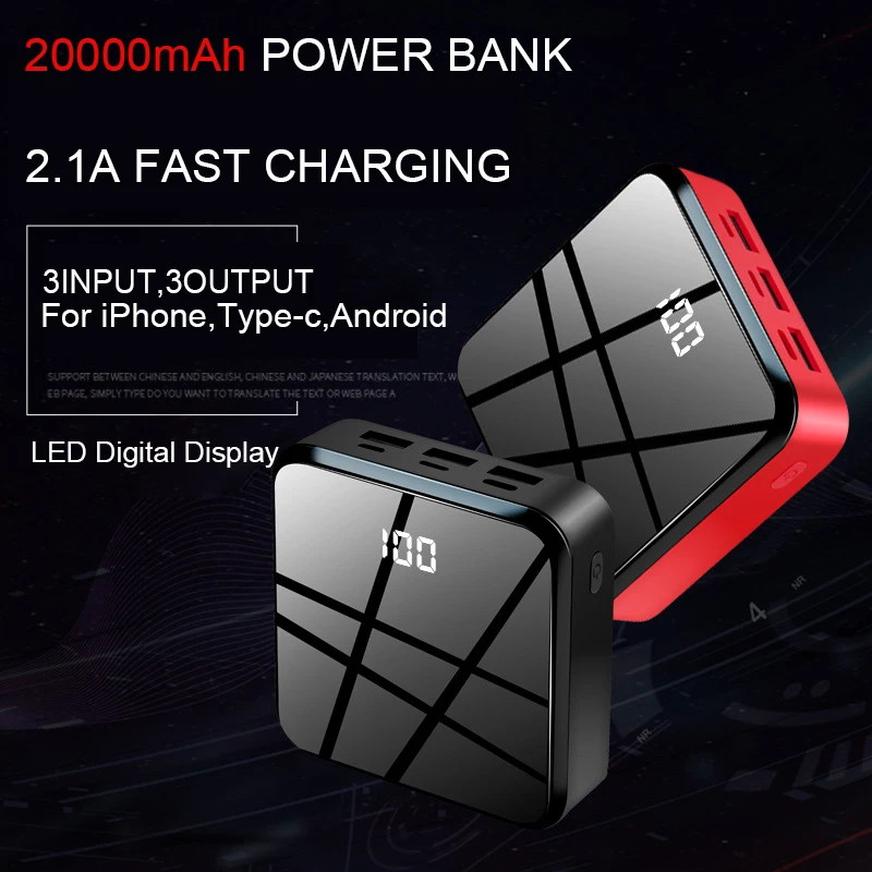 20000 mAh мини панель солнечных батарей Мощность банка с 3 портами (стандарт