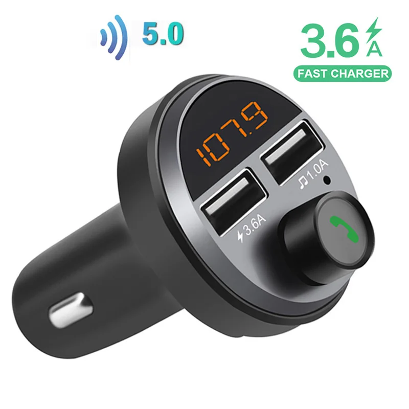 

FM-трансмиттер Konrisa с Bluetooth 5,0, музыкальный плеер 5 в А, Автомобильный MP3-плеер с двумя USB-портами, комплект громкой связи, поддержка TF-карт, USB-дра...