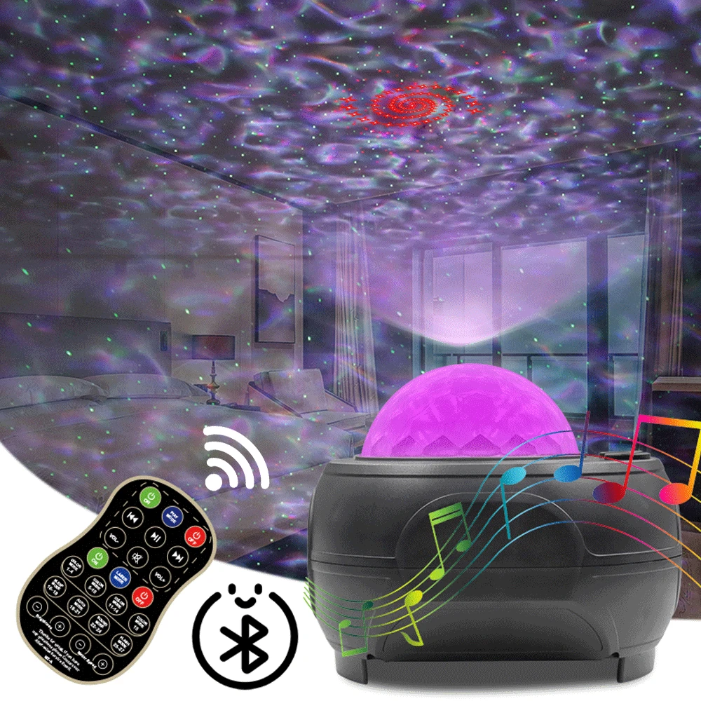 

USB Colorful Starlight Projector Rotating LED Night Light Bluetooth Music Player Romantic Starry Sky Projection Decorative Light