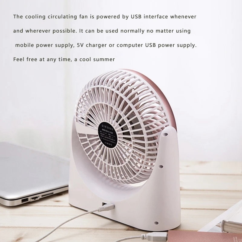 

D75 Circulating Fan, 6-Inch Fan Blades, 3 Speeds, Small Fan with Led Light and Power Bank Function