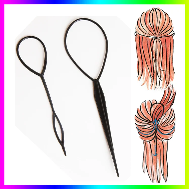 

Hot Sale Chic Magic Topsy Tail Hair Braid Ponytail Styling Maker Clip Tool Black 2pcs Drop Shipping