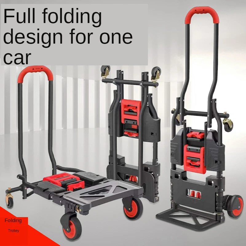 

Folding portable trolley pull cargo truck small pull cart flatbed truck heavy trailer multi-function luggage tool cart