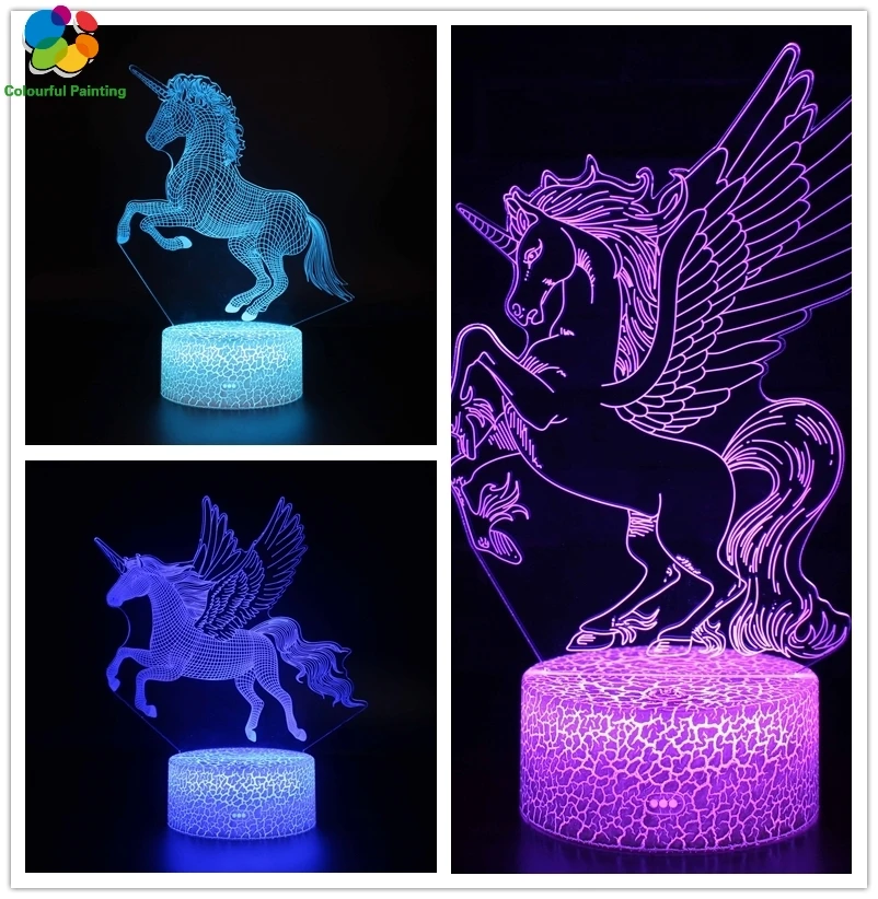 Пульт дистанционного управления Единорог 3D свет светодиодный трещины база