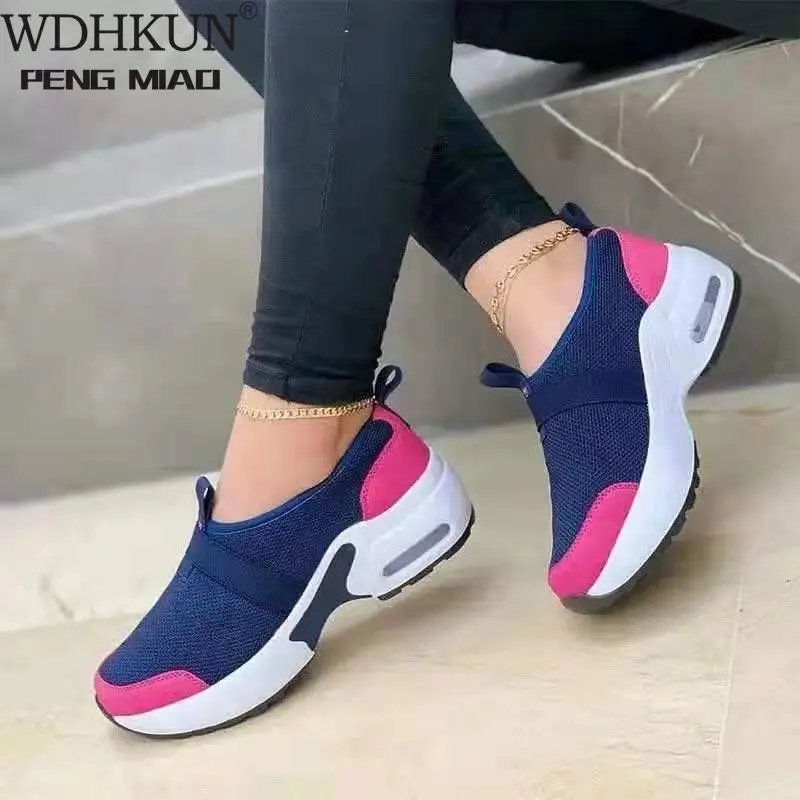 

2021 New Women's Casual Shoes Platform Color Matching Color Flats Ladies Shoes Casual Breathable Wedges Ladies Walking Sneakers
