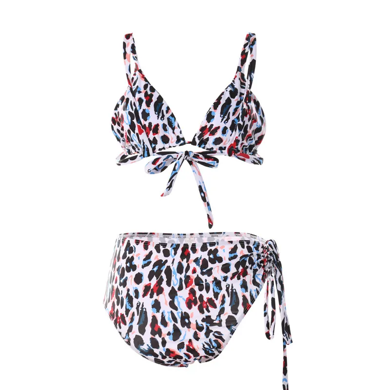 

ICNGLKSND 2021 Sexy Leopard Print Bikinis Set Women High Waist Swimsuit Female Swimwear Cross Lace-up Bathing Suits Beachwear