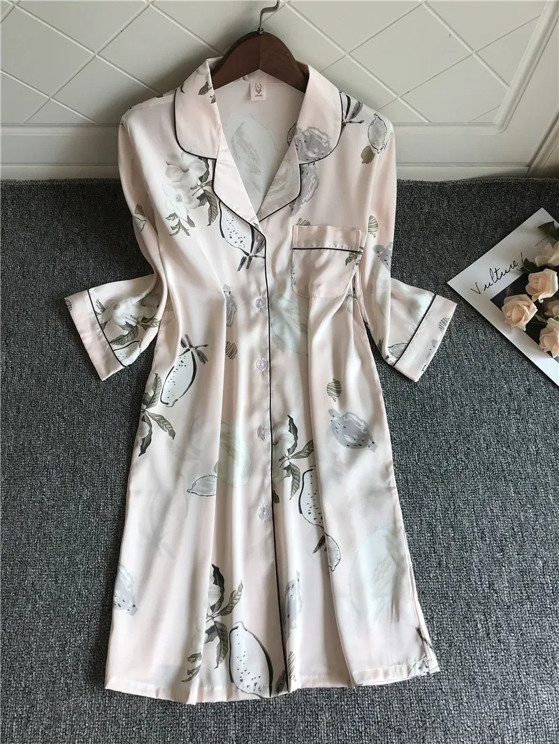 2020 новые принтованные ночные рубашки и шелковая ночная одежда для женщин женское