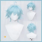 Парик Genshin Impact CHONGYUN, ярко-синий, короткий, термостойкий, для женщин, для Хэллоуина, ролевая игра, парик Genshin Impact AC