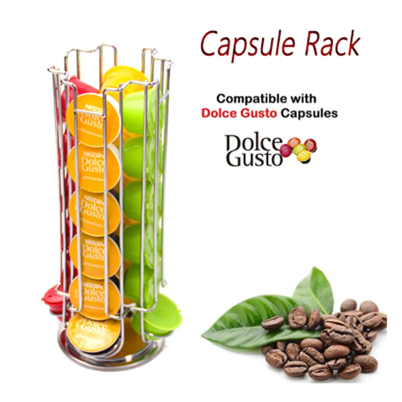 24 Нержавеющая сталь Кофе капсулы вращающийся стеллаж для выставки товаров