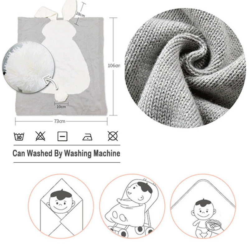 

1pc Baby Blankets Swaddle Baby Wrap Knitted Blanket For Kid Rabbit Cartoon Plaid Infant Make Bedding Toddler Let's Swaddling