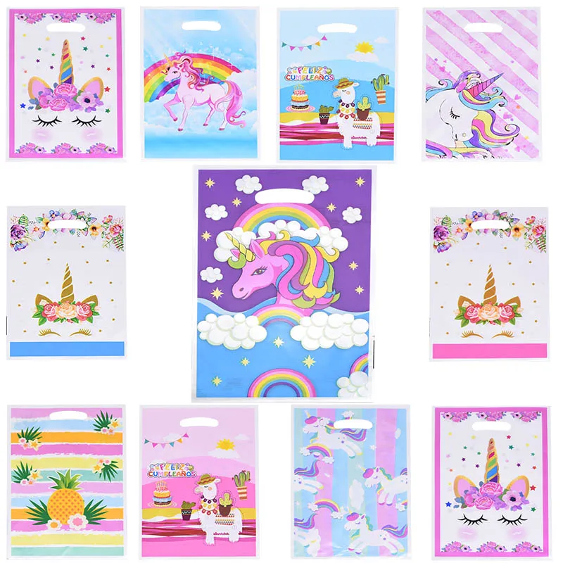 

Unicorn Gift Bags With Handles Candy Bag Plastic Pineapple Wrapping Baby Shower Wedding Birthday Party Supplies Kids Favor