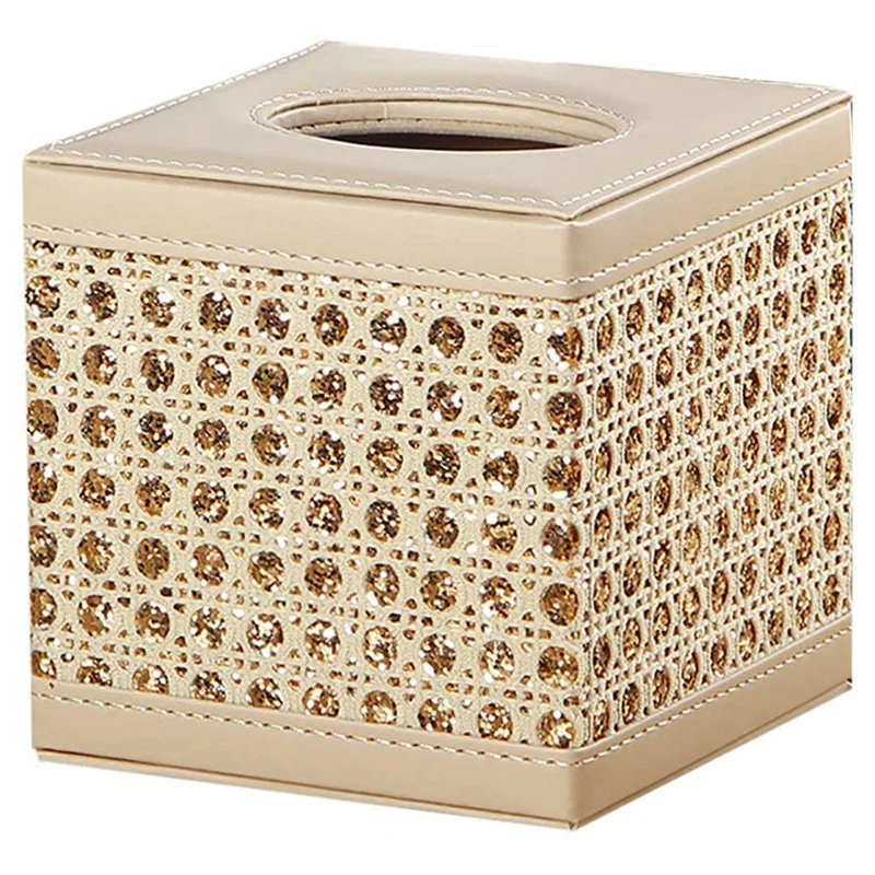 

Square PU Leather Facial Tissue Box,Waterproof Napkin Holder Tissue Box Cover Case for Home Office Car Automotive