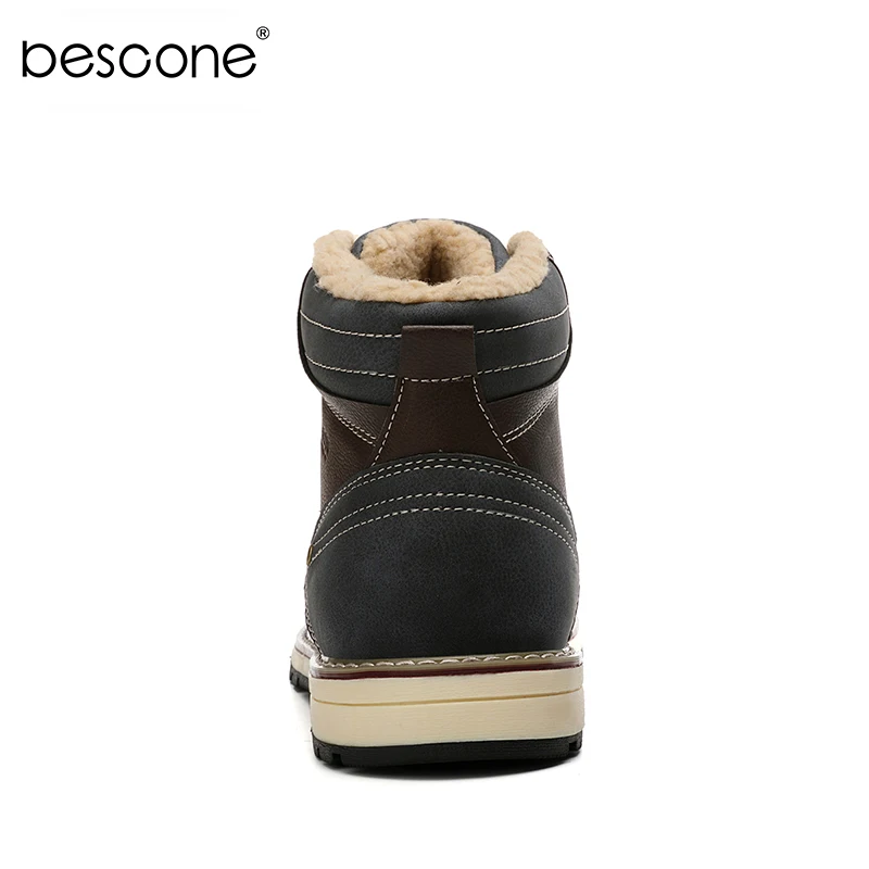 BESCONE/мужские ботильоны с плюшем теплые водонепроницаемые уличные Нескользящие