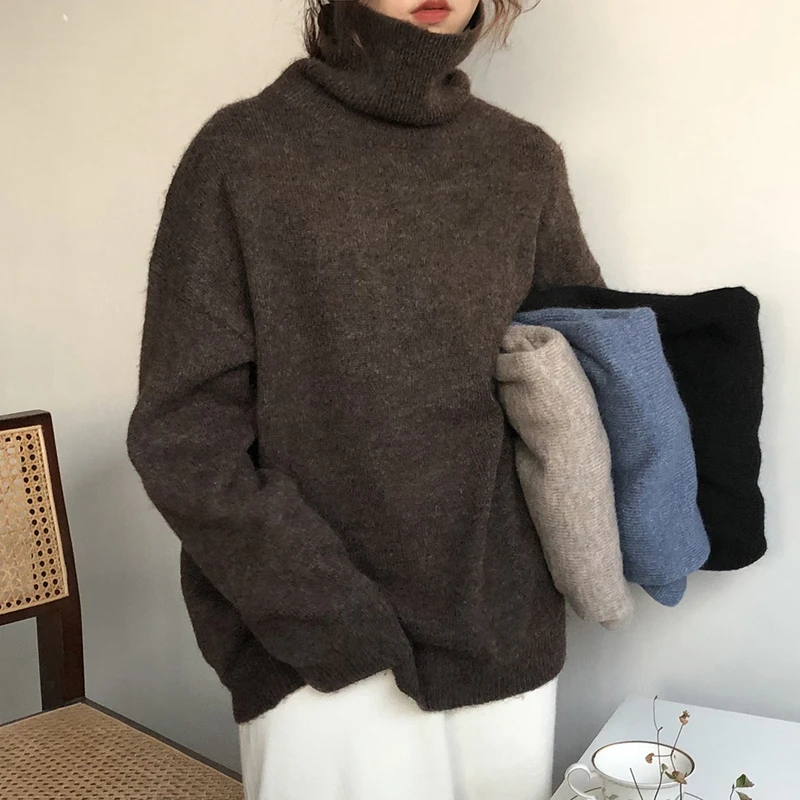 BGTEEVER большие размеры утолщенная теплая водолазка женские вязаные топы зима 2019