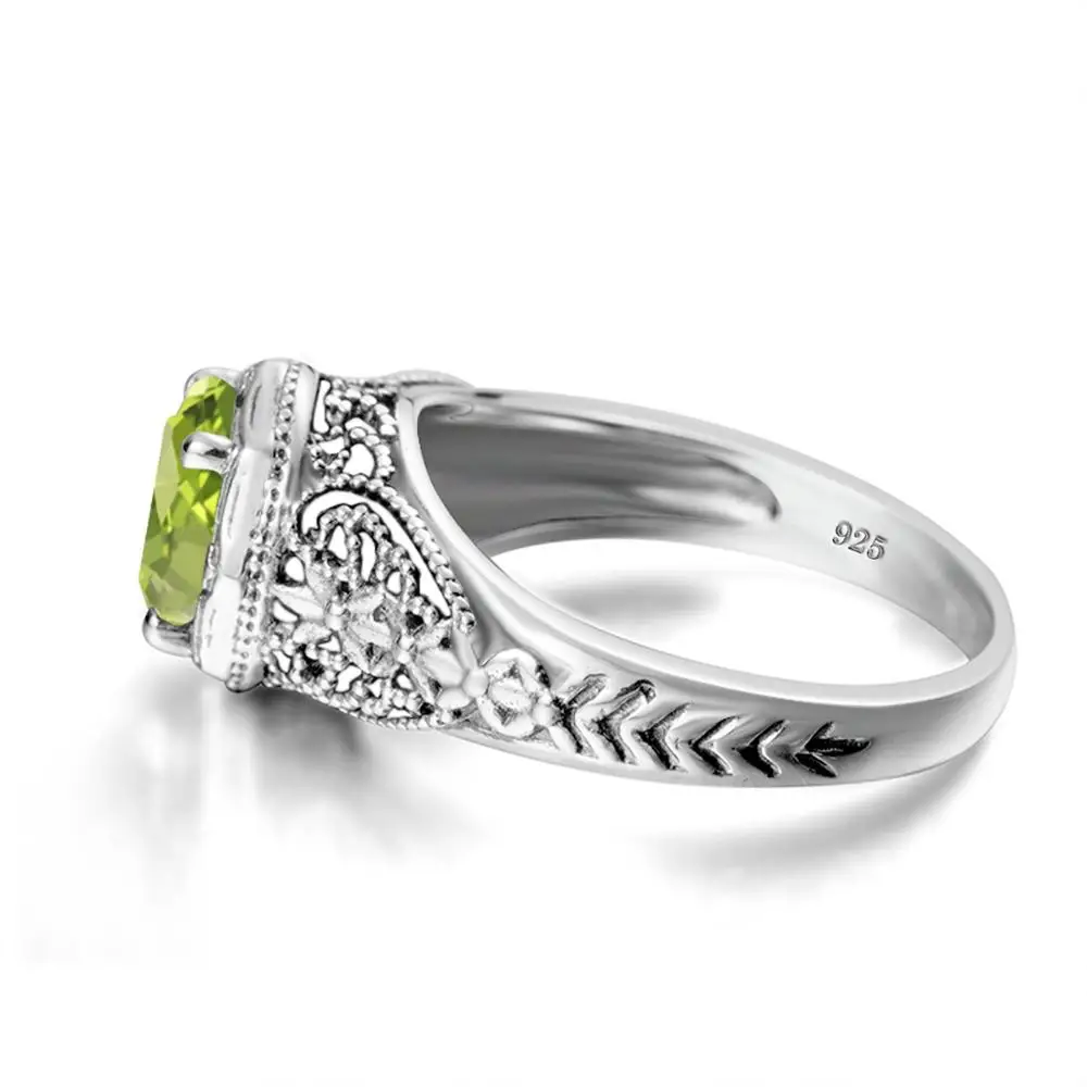 Бренд ювелирных украшений твердого стерлингового серебра 925 Зеленый Перидот