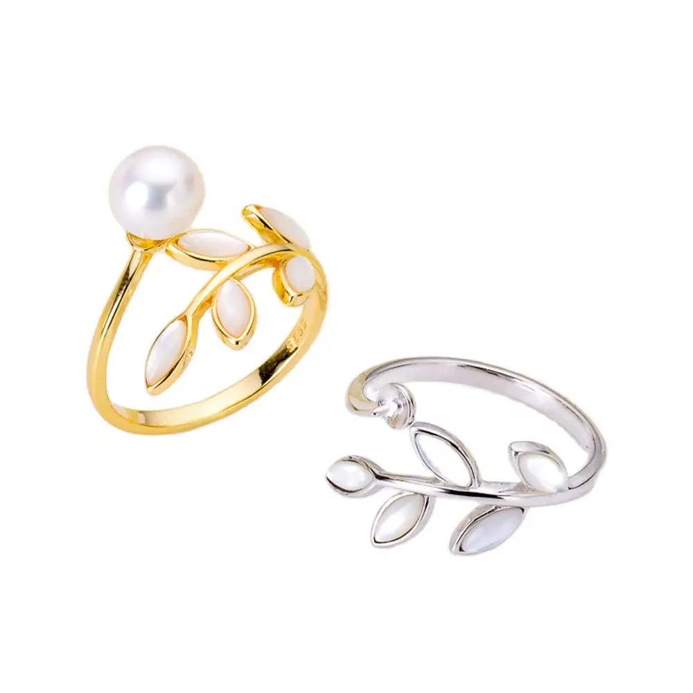 

Pearl Ring Settings, Fashionable Ring Findings, Adjustable Size 925 Silver Ring Jewelry DIY Making No Pearl