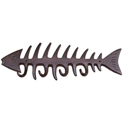 

Cast iron fish bone shape hook wall hook garden courtyard outdoor decoration personality grocery European country