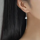 Длинные серьги-кисточки в виде листьев Ginkgo, серебристые медные серьги-подвески для женщин, модные трендовые корейские ювелирные изделия в подарок