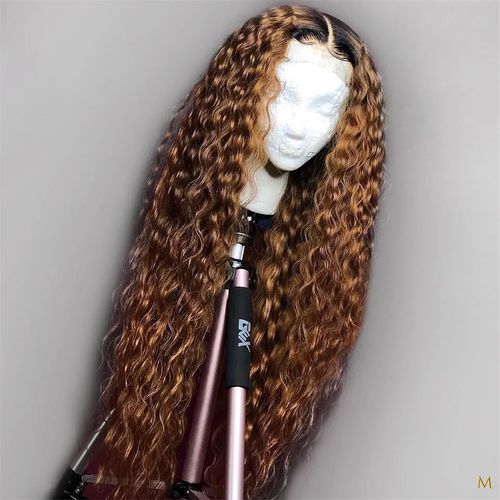 T1B/27 Colored Ombre Human Hair Wig 13x4 Natural Curly Lace Front Human Hair Wigs For Women Black 150% Remy Brazilian Hair