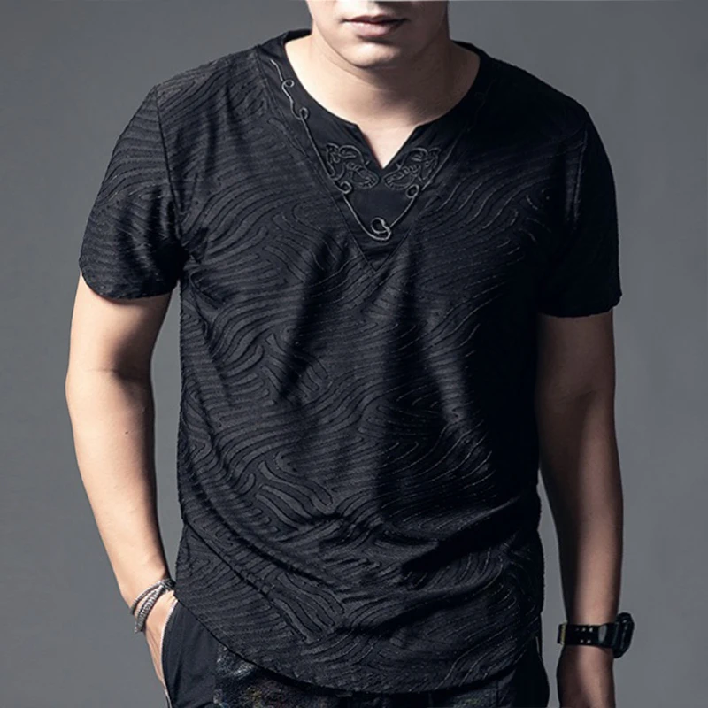 

Brand Clothing V neck Mercerized cotton Men's T Shirt Men Fashion Tshirts loose Casual For Male T-shirt M-9XL Free Shipping