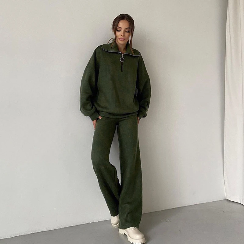 Женский однотонный спортивный костюм Sister Fara трикотажный свитер с воротником