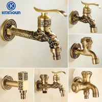 Antique Brass Dragon Carved Tap Faucet Garden Bibcock Washing Machine Faucet Outdoor Faucet Single Cold Tap 1016