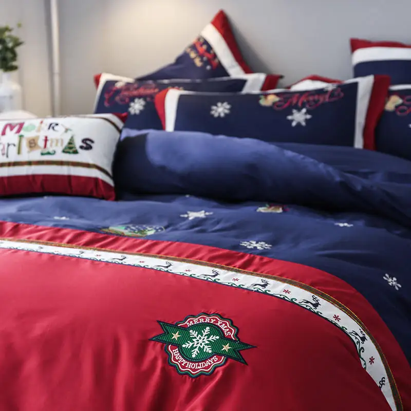 4/7 шт. Рождественский Комплект постельного белья длинные штапельные хлопковые