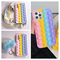 pop fidget toys push bubble soft silicone case for iphone 6s 7 8 6 plus x xr xs 11 12 pro max se 12 mini rainbow beans cover