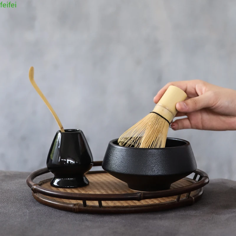 

traditional ceramic matcha sets with bamboo whisk ceremic matcha bowl whisk holders tea sets