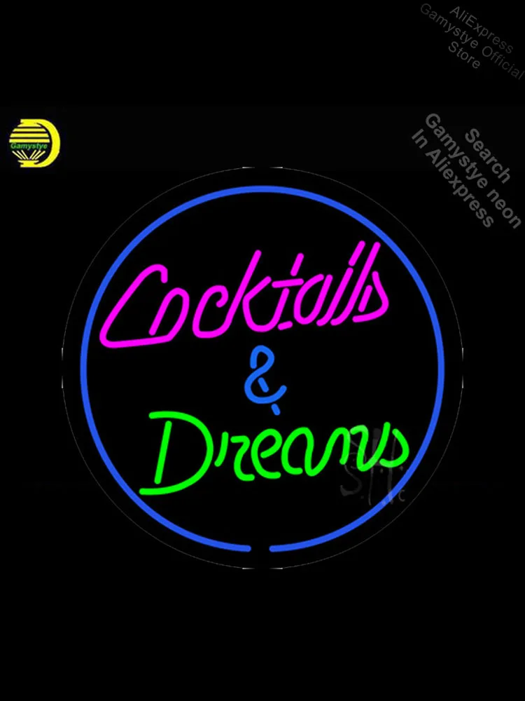 

NEON SIGN For Cocktail Dreams neon Light Sign Beer Advertise Window for sale light Outdoor Wall Light Glass Display Boards Roshe