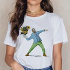 Женская Винтажная Футболка с принтом Ван Гога, летняя Милая футболка большого размера, уличная одежда