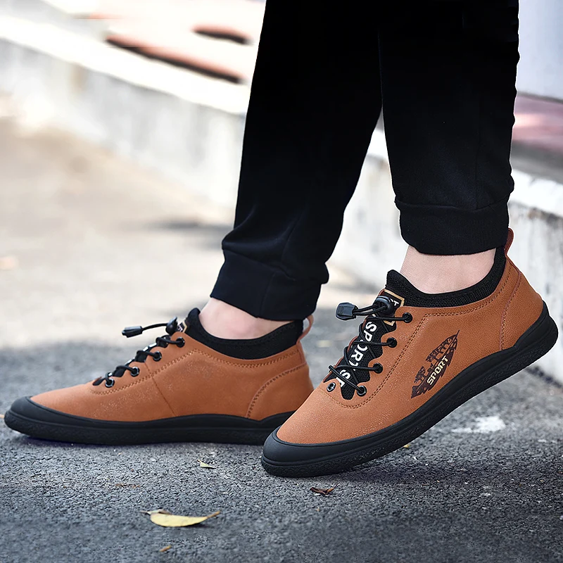 Band Men Leather Shoes Fashion Sneakers Genuine Casual Comfortable Male Flats 2019 New | Обувь