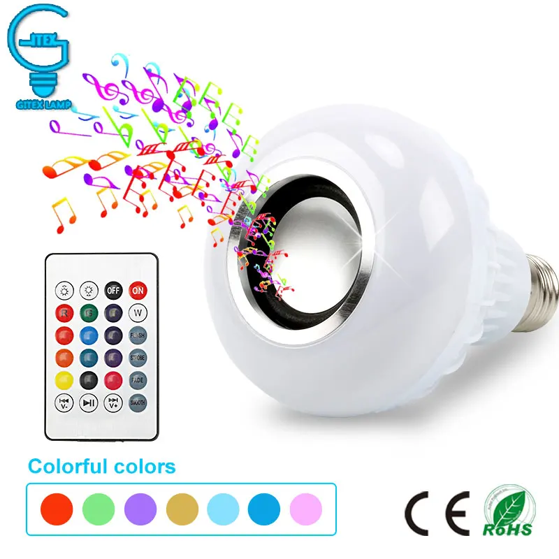 Светодиодный E27 лампочка умная RGB лампа Bluetooth динамик светодиодный лампочка 12 Вт домашний светодиодный E27 лампочки музыка воспроизведение затемнения беспроводной светодиодный светильник