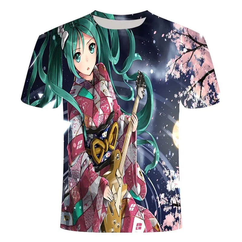 

Футболка с 3D-принтом для девочек и мальчиков, милая Повседневная рубашка с коротким рукавом и круглым вырезом в стиле аниме, уличная одежда ...