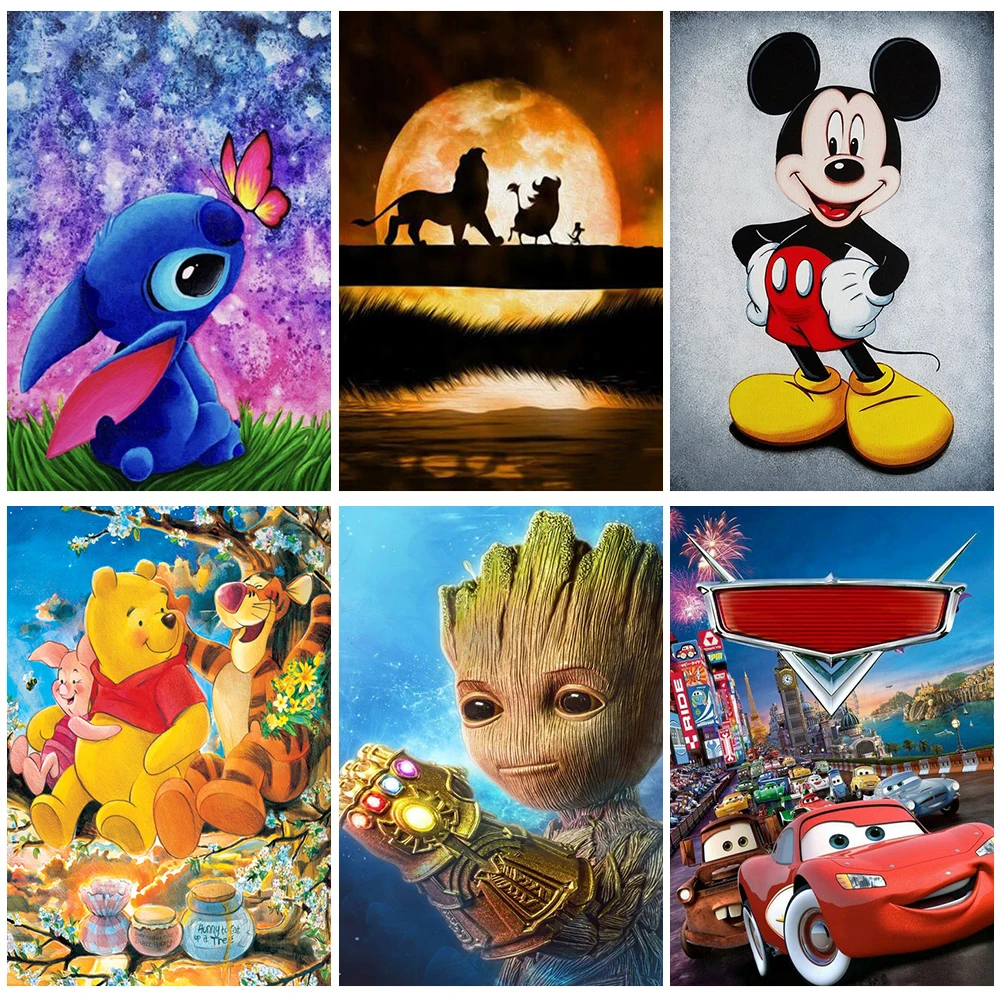 

Round Drill Embroide 5D Diamond Painting "Disney Cartoon Mickey Mouse Lion King Cars" Embroidery Cross Stitch Mosaic Home Decor