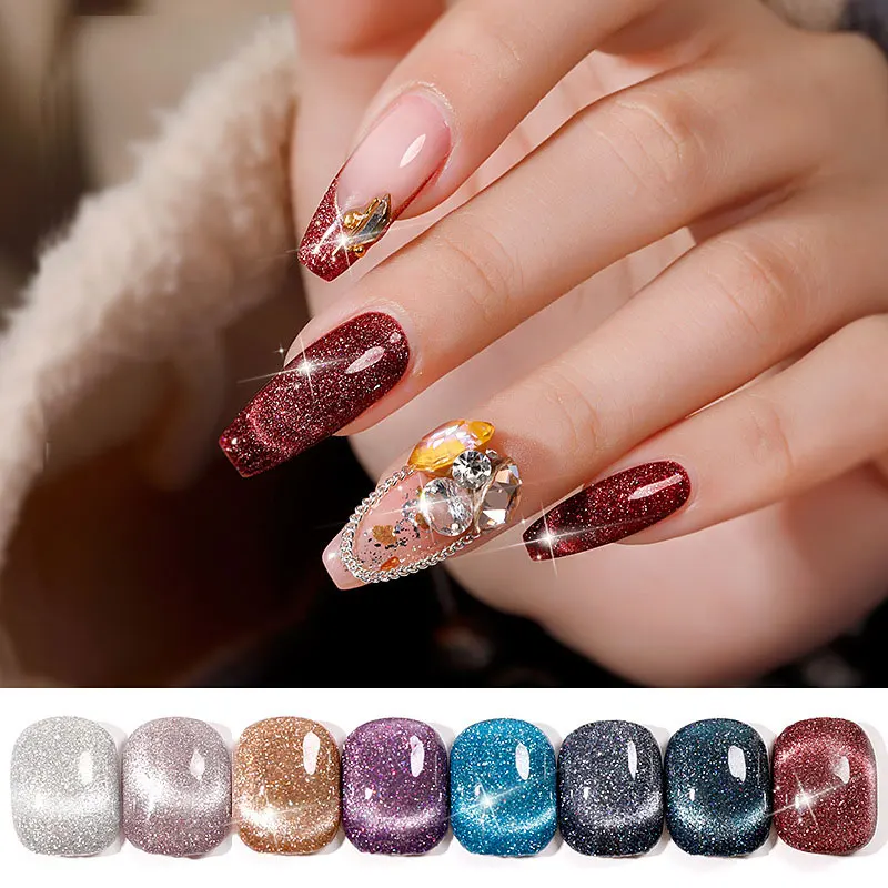 

Nail Painting Glitter Diamond Dazzling Gel Nail Varnish Hybrid Semi Permanent Base Top Gel Polish Diamond Cat Eye Nail Polish
