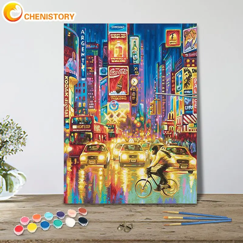 

CHENISTORY Paint By Numbers City Landscapes Acrylic Drawing Canvas Oil Painting Car Scenery For Adults Home Decoration Gift 40x5