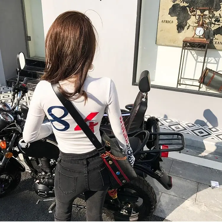 

Fashion Gray Tshirt Streetwear Autumn Long Sleeve Women Harajuku Turtleneck Tops Tee Hip Hop Thigh Funny High Street Tshirt