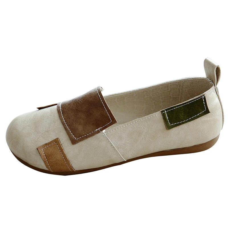 

2021 Women Flats Contrast Color Slip On Casual Vintage Platform Shoes Spring Summer Fashion Women Shoes