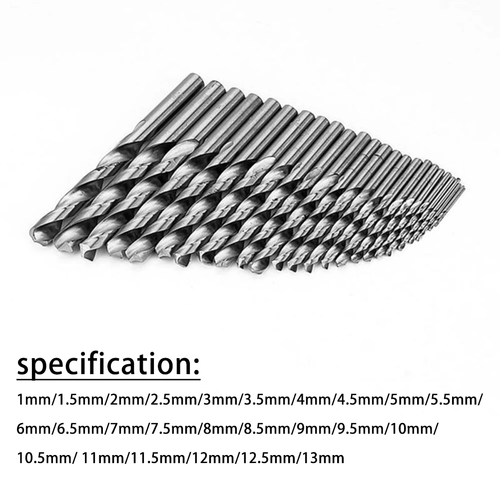 

25pcs 1-13mm Twist Drill Bits Set Drill Bits with Storage Box HSS High Speed Steel for Woodworking Hole Cutter Power Tools Set