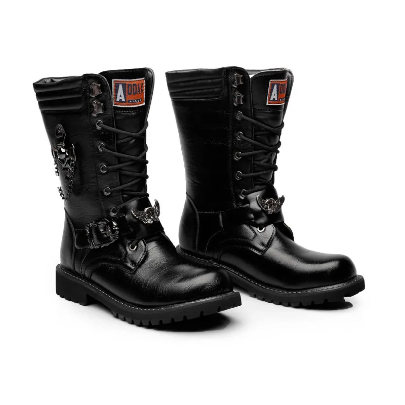 Армейские ботинки Мужские в стиле милитари Новинка 2021 Кожаные зимние черные