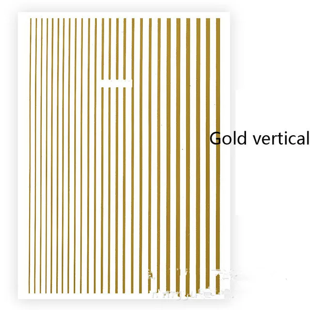 Gold 1 лист наклеек для ногтей под розовое золото, наклейки для 3D ногтей, изогнутые наклейки, клейкие полоски для нейл-арта, шаблонные клейкие полоски - Цвет: Gold