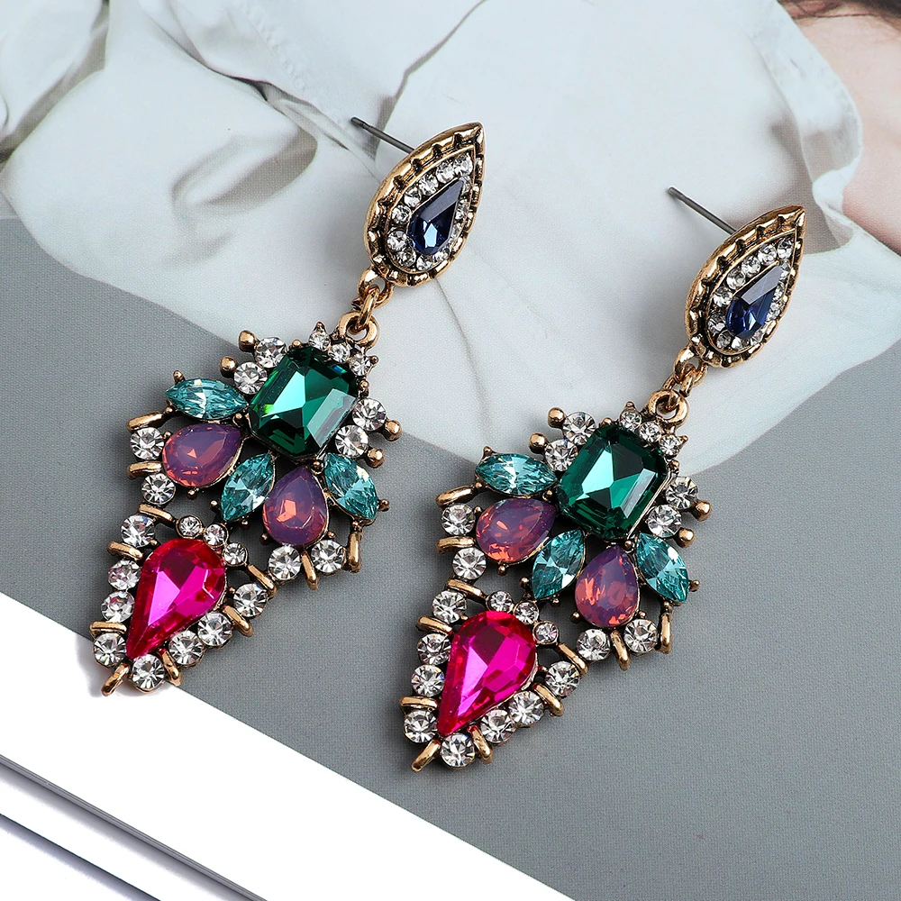 

Vintage Crystal Dangle Drop Earrings For Women Trend Dainty Unusual Geometric Pendientes Holiday Luxury Jewelry New Year Gifts