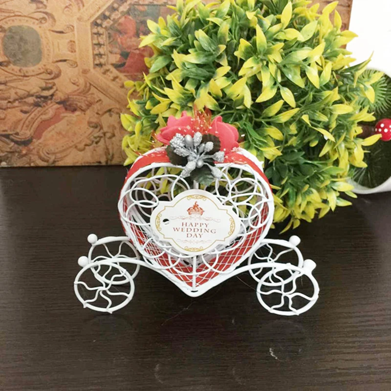 Красный 1 pc Lovely Cinderella pumpkin Carriage Candy Chocolate Birthday Wedding Party Favour Decoration Heart gift party food boxes - Цвет: Красный