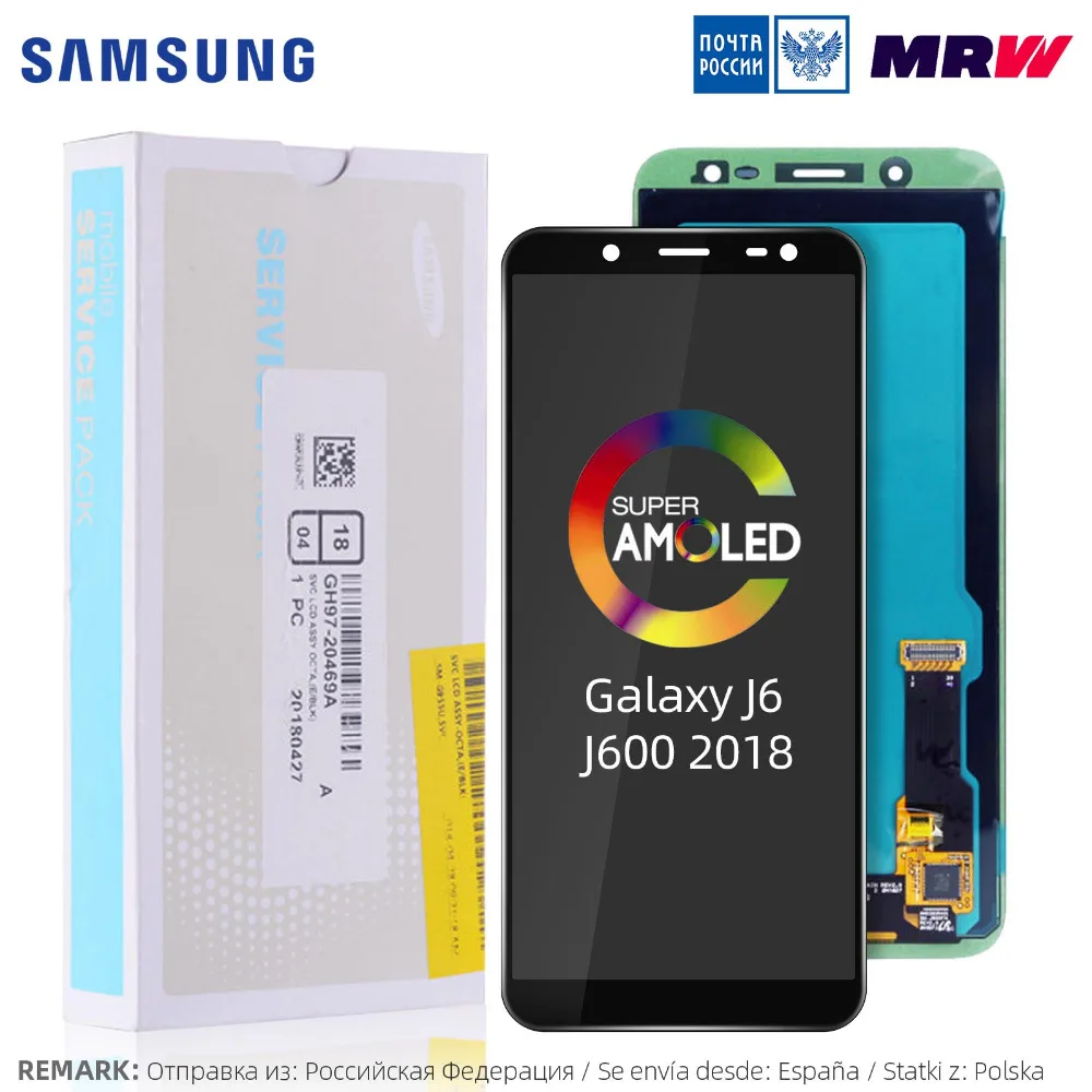 5,6 ''Супер AMOLED lcd для samsung Galaxy J6 J600F J600 дисплей с сенсорным экраном в сборе запасные части