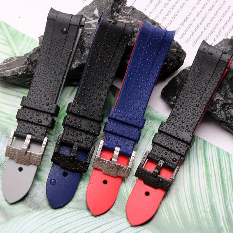 20mm 22mm Rubber Watch Strap Double Color Curved End Silicone Watchband Replacement Wristband For Omega Brand Watch Band