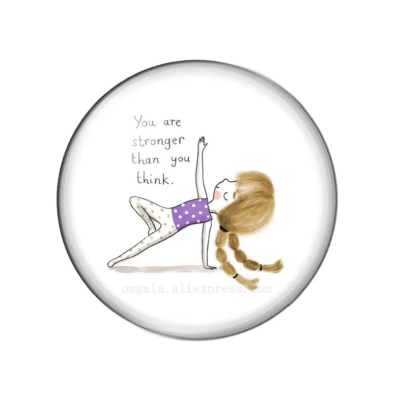Йога девочка мультфильм мотивационные цитаты стекло Кнопка ювелирные изделия DIY