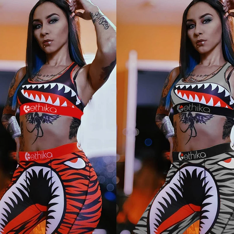 Женский облегающий Костюм двойка Ethika серый и оранжевый костюм с принтом 2020| |