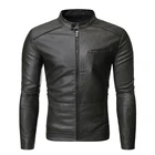 Мужская кожаная куртка в стиле панк, приталенная Байкерская кожаная куртка, мужское замшевое пальто из искусственной кожи высокого качества