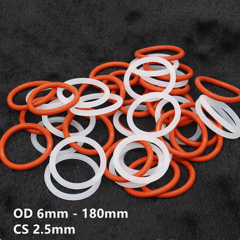 

Custom CS 2.5mm 100x VMQ O Ring Seals Silicone Rubber Gasket Spacer Washer OD 6 - 180mm White Red