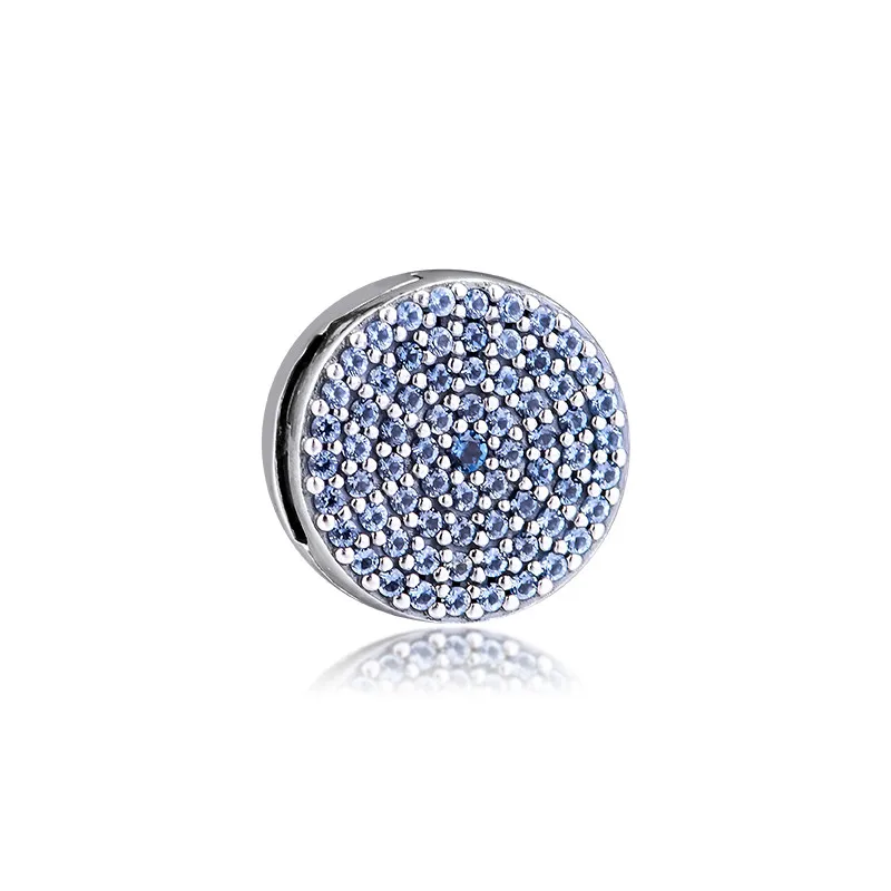 Синий CZ Снежинка Круглый зажим рефлексоры стиль серебряные бусины для